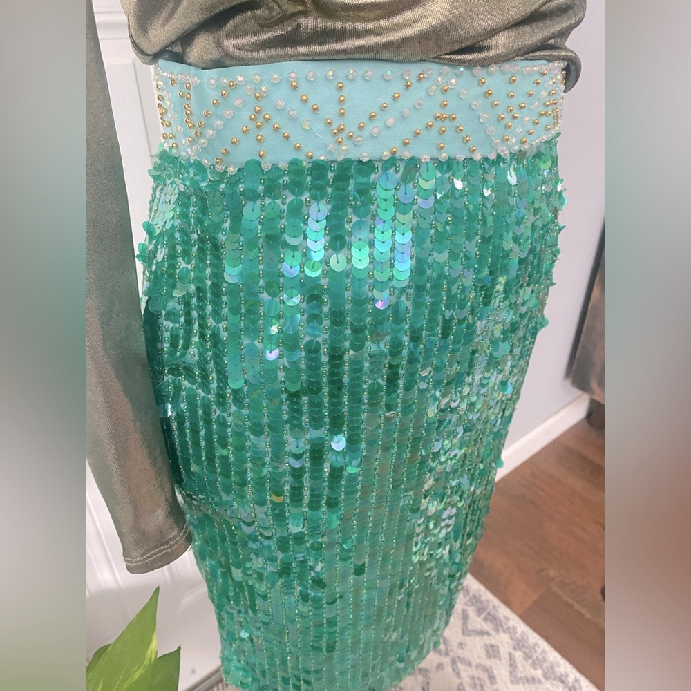 High fashion Mark Cheung bead and sequin skirt